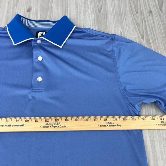 FJ Footjoy Golf Polo Shirt Men's‎ Medium Blue Performance Wicking Stretch - Picture 7 of 10